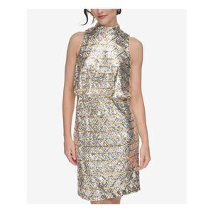 eliza j sequin blouson dress Eliza J Women's Sequined Blouson-Sleeve Dress